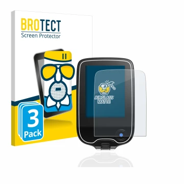 Front side of a product packaging with the brand logo BROTECT. Next to it is the device Freestyle Libre 3 shown with the corre
