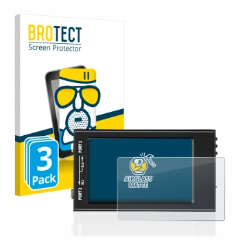 Front side of a product packaging with the brand logo BROTECT. Next to it is the device SDRGEEK NanoVNA-F V2 shown with the co