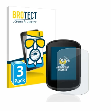Front side of a product packaging with the brand logo BROTECT. Next to it is the device Garmin Edge 540 shown with the corresp