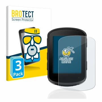 Front side of a product packaging with the brand logo BROTECT. Next to it is the device Garmin Edge 840 shown with the corresp