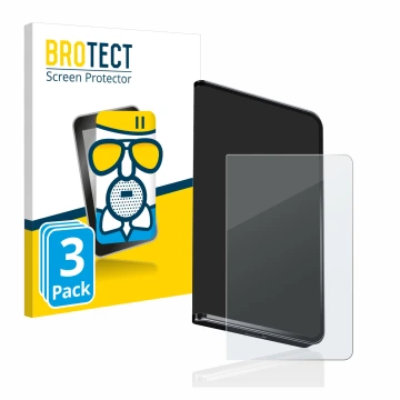 Front side of a product packaging with the brand logo BROTECT. Next to it is the device Ledger Stax crypto wallet shown with t
