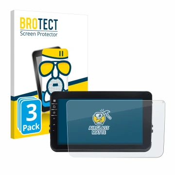 Front side of a product packaging with the brand logo BROTECT. Next to it is the device Dynavin D8-V8 8