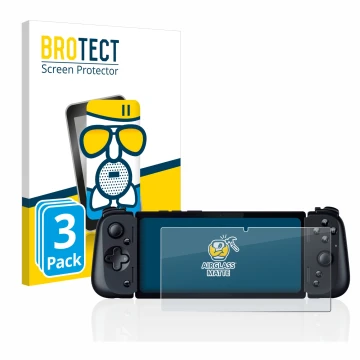 Front side of a product packaging with the brand logo BROTECT. Next to it is the device Razer Edge 5G shown with the correspon