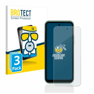 Front side of a product packaging with the brand logo BROTECT. Next to it is the device Nokia XR21 shown with the correspondin
