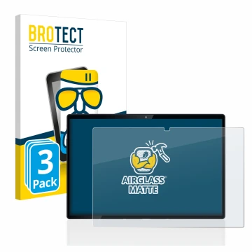 Front side of a product packaging with the brand logo BROTECT. Next to it is the device Mediacom SmartPad Azimut 3 Lite 4G sho