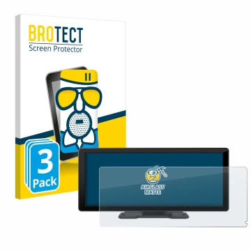 Front side of a product packaging with the brand logo BROTECT. Next to it is the device Carpuride W103 10.3