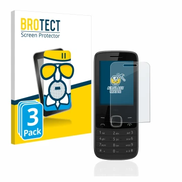 Front side of a product packaging with the brand logo BROTECT. Next to it is the device Nokia 225 4G shown with the correspond