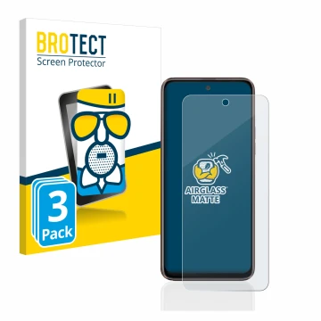 Front side of a product packaging with the brand logo BROTECT. Next to it is the device HTC U23 Pro shown with the correspondi