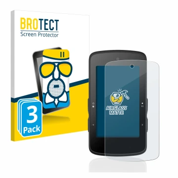 Front side of a product packaging with the brand logo BROTECT. Next to it is the device Bryton Rider 750 SE shown with the cor
