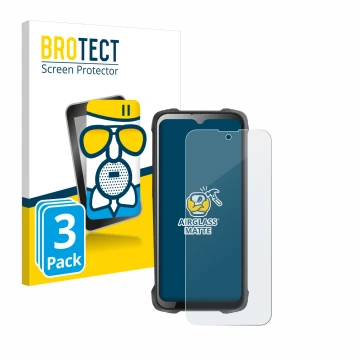 Front side of a product packaging with the brand logo BROTECT. Next to it is the device Cubot King Kong 9 shown with the corre