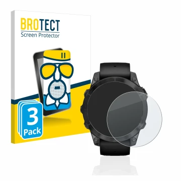 Front side of a product packaging with the brand logo BROTECT. Next to it is the device Garmin Epix Pro (Gen 2) (47 mm) shown 
