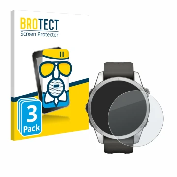 Front side of a product packaging with the brand logo BROTECT. Next to it is the device Garmin Fenix 7S Pro Solar (42 mm) show