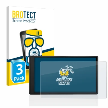 Front side of a product packaging with the brand logo BROTECT. Next to it is the device Garmin Drive 55 shown with the corresp