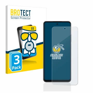 Front side of a product packaging with the brand logo BROTECT. Next to it is the device realme C55 shown with the correspondin
