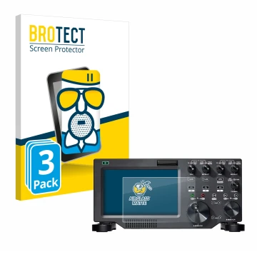Front side of a product packaging with the brand logo BROTECT. Next to it is the device FlexRadio Maestro FLEX-6000 shown with