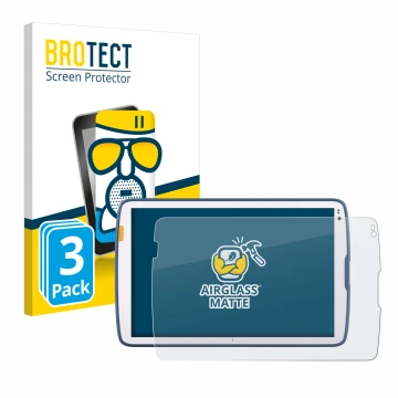 Front side of a product packaging with the brand logo BROTECT. Next to it is the device Zebra ET40 10.1