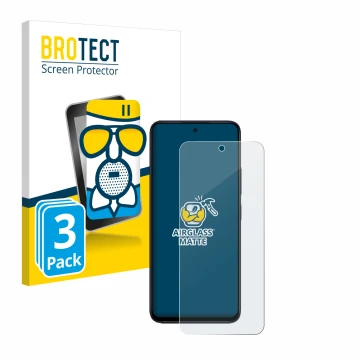 Front side of a product packaging with the brand logo BROTECT. Next to it is the device Xiaomi Redmi 12 shown with the corresp