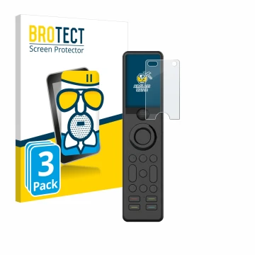 Front side of a product packaging with the brand logo BROTECT. Next to it is the device Sofabaton X1 shown with the correspond