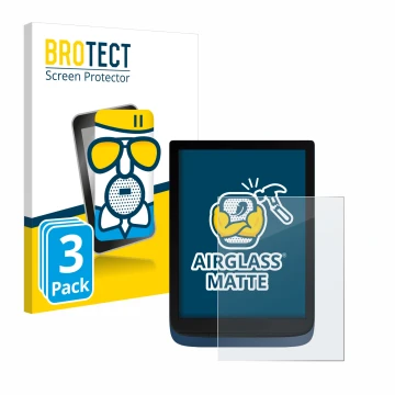 Front side of a product packaging with the brand logo BROTECT. Next to it is the device Vivlio InkPad 3 shown with the corresp