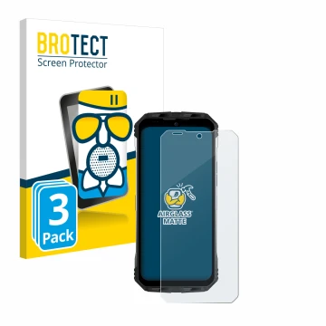 Front side of a product packaging with the brand logo BROTECT. Next to it is the device Doogee S100 Pro shown with the corresp