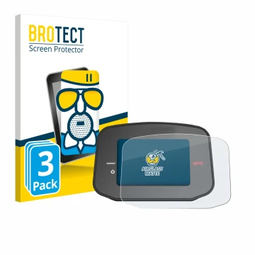 Front side of a product packaging with the brand logo BROTECT. Next to it is the device PowaKaddy CT8 GPS shown with the corre