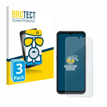 Front side of a product packaging with the brand logo BROTECT. Next to it is the device Ulefone Armor 17 Pro shown with the co
