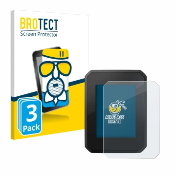 Front side of a product packaging with the brand logo BROTECT. Next to it is the device FIT Display Compact shown with the cor