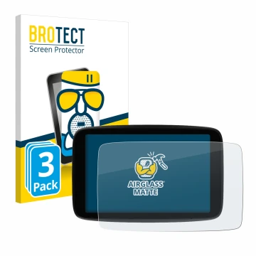 Front side of a product packaging with the brand logo BROTECT. Next to it is the device TomTom GO Expert Plus 7