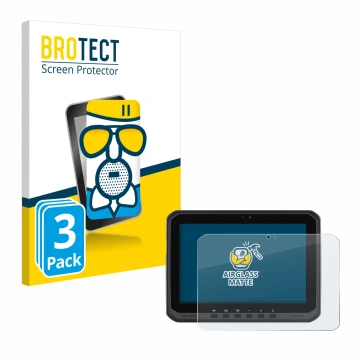 Front side of a product packaging with the brand logo BROTECT. Next to it is the device Zebra ET65 shown with the correspondin