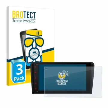 Front side of a product packaging with the brand logo BROTECT. Next to it is the device Xtrons PSA80A3AL shown with the corres