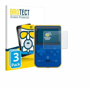 Front side of a product packaging with the brand logo BROTECT. Next to it is the device Blaze Super Pocket shown with the corr