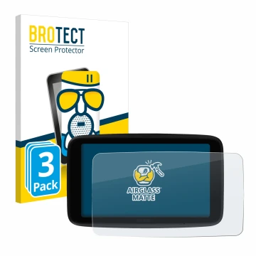 Front side of a product packaging with the brand logo BROTECT. Next to it is the device TomTom GO Superior 6