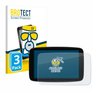 Front side of a product packaging with the brand logo BROTECT. Next to it is the device TomTom GO Superior 7
