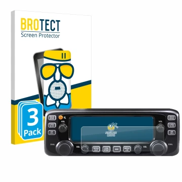 Front side of a product packaging with the brand logo BROTECT. Next to it is the device Icom IC-2730E shown with the correspon