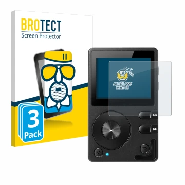 Front side of a product packaging with the brand logo BROTECT. Next to it is the device Hifi Walker H2 shown with the correspo