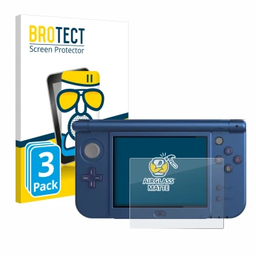 Front side of a product packaging with the brand logo BROTECT. Next to it is the device Nintendo New 3DS XL (Lower display) sh