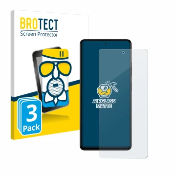 Front side of a product packaging with the brand logo BROTECT. Next to it is the device Xiaomi Redmi Note 12 Pro+ shown with t