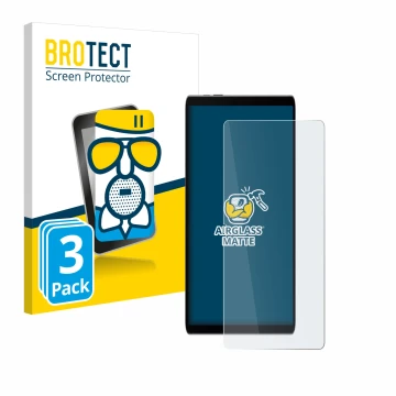Front side of a product packaging with the brand logo BROTECT. Next to it is the device Samsung Galaxy Tab S9 FE shown with th