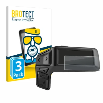 Front side of a product packaging with the brand logo BROTECT. Next to it is the device Bosch Purion 200 shown with the corres