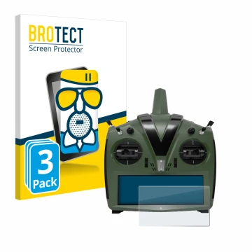 Front side of a product packaging with the brand logo BROTECT. Next to it is the device VBar Control Evo shown with the corres