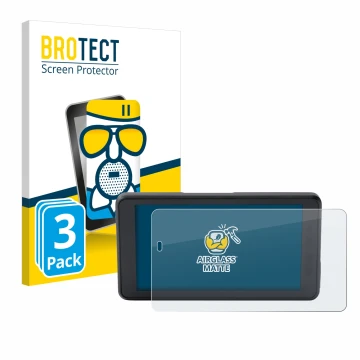 Front side of a product packaging with the brand logo BROTECT. Next to it is the device BMW ConnectedRide Navigator shown with