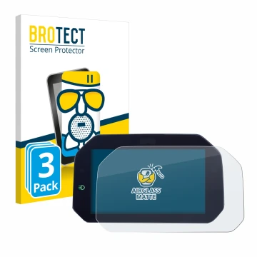 Front side of a product packaging with the brand logo BROTECT. Next to it is the device BMW R 1300 GS TFT 6.5