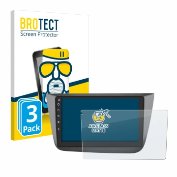 Front side of a product packaging with the brand logo BROTECT. Next to it is the device Topway Android CarPlay (9