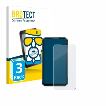 Front side of a product packaging with the brand logo BROTECT. Next to it is the device Oukitel WP30 Pro shown with the corres