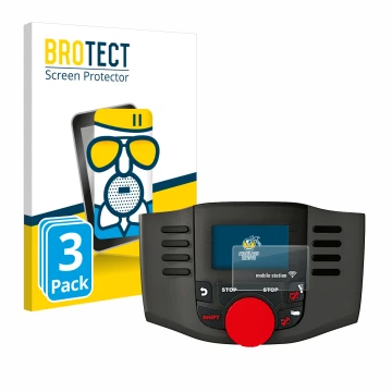 Front side of a product packaging with the brand logo BROTECT. Next to it is the device Märklin Mobile Station WLAN 60667 show
