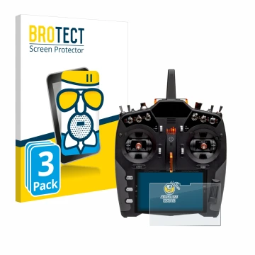 Front side of a product packaging with the brand logo BROTECT. Next to it is the device Spektrum NX20 shown with the correspon