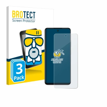 Front side of a product packaging with the brand logo BROTECT. Next to it is the device Infinix Smart 8 shown with the corresp