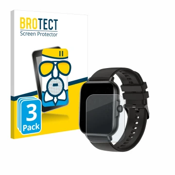 Front side of a product packaging with the brand logo BROTECT. Next to it is the device AcclaFit KM13 1.83
