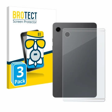 Front side of a product packaging with the brand logo BROTECT. Next to it is the device Samsung Galaxy Tab A9 WiFi (Back) show