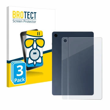 Front side of a product packaging with the brand logo BROTECT. Next to it is the device Samsung Galaxy Tab A9 Plus WiFi (Back)
